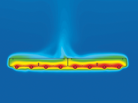 Illustration Zehnder ZFP Heating and cooling ceiling system Side view